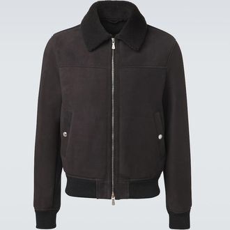 Eleventy Shearling-lined suede jacket