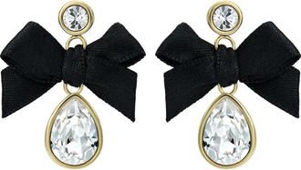 Ted Baker Ritala Ribbon Bow Crystal Drop Earrings in Gold Tone/Black Crystal at Nordstrom