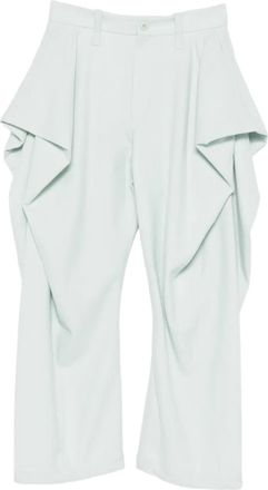 Issey Miyake Tweed wollen broek met gedrapeerd detail - Blauw