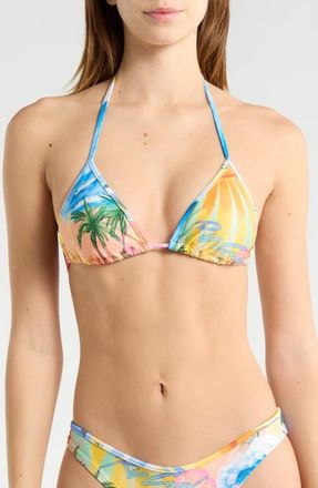 Rip Curl Hotel Malibu Sliding Triangle Bikini Top in Yellow Multi at Nordstrom, Size X-Large