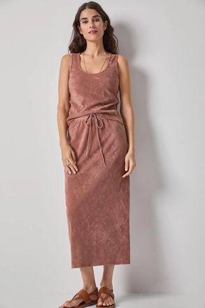 Lilla P Terry Bias Midi Skirt In Bark