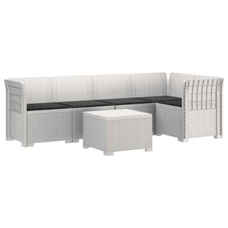 vidaXL Divano Da Giardino 5 Posti Con Cuscini Stile Rattan Pp Bianco Vidaxl