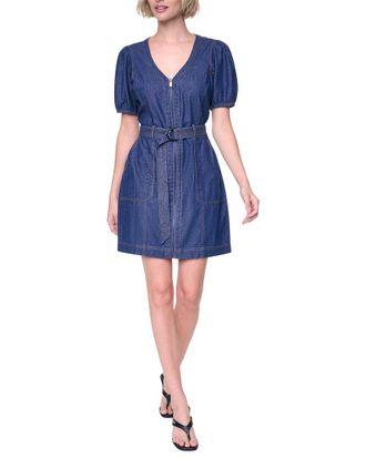 DKNY Puff Sleeve Belted Dress
