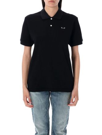 Comme Des Garçons Black Heart Patch Polo Shirt