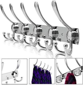 OEM Perchero De Pared Con 5 Ganchos De Acero Inoxidable, Ideal Para Colgar Toallas De Ba&ntilde;o, Chaquetas, Abrigos, Sombreros Y Bufandas. Dimensiones: 45 X 13