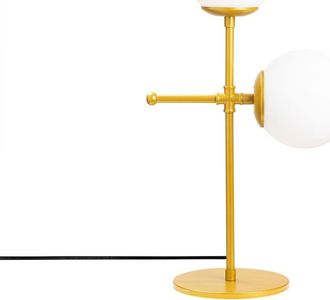 Wonderlamp Lámpara de mesa dorado 2 luces con esferas de cristal blanco