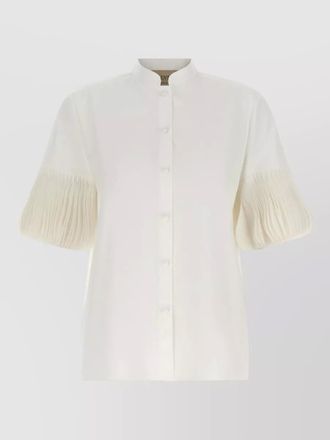 Valentino Garavani poplin shirt embroidered mandarin collar pleated sleeves