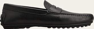 Tod's Mens Leather Moc-Toe Penny Loafers