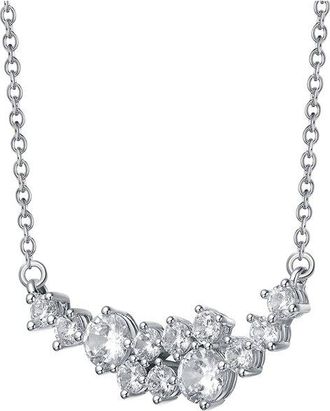 Genevive Silver Diamond Cz Chain Necklace