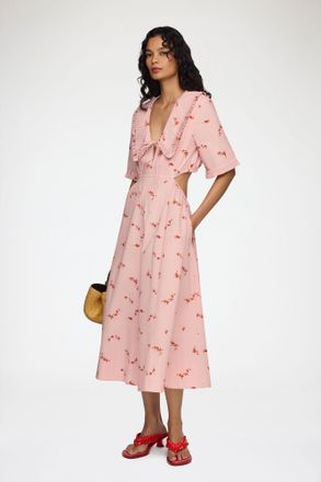 Ganni Pink Dress in Cotton - Size 32 Organic
