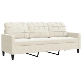 vidaXL Divano A 3 Posti Crema 180 Cm In Velluto - Vidaxl