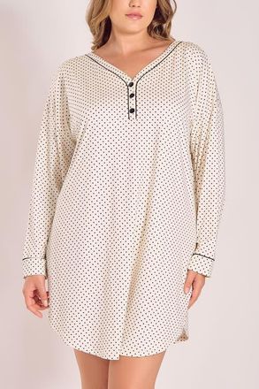 iCollection Microfiber Knit Sleep Shirt with Functional Buttons in Ivory at Nordstrom, Size 1X
