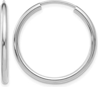 Diamond2Deal 14k Gold Round 2mm Hoop Earrings 22 mm
