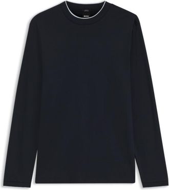 BOSS Long-sleeved T-shirt in mercerized cotton with contrast trim