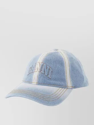 Ganni cotton cap contrast stitching curved brim