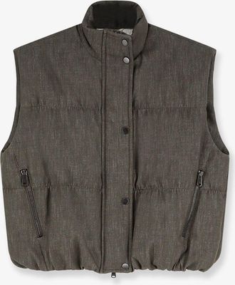 Brunello Cucinelli Piumino smanicato in twill effetto denim - BRUNELLO CUCINELLI - gender_Woman
