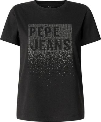 Pepe Jeans London Tops, Dames, Zwart, M, Zwarte korte mouwen T-shirt Bernadette