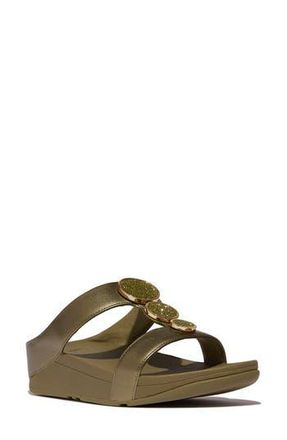 FitFlop Halo Rhinestone Pav&eacute; Wedge Sandal in Metallic Camo-Green at Nordstrom Rack, Size 9