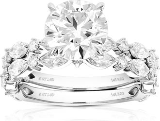 Vir Jewels 5 cttw Lab Grown Diamond Wedding Bridal Set in 14K White Gold For Women
