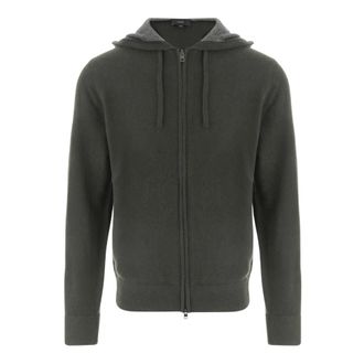 Vince Cashmere Zip-Front Hoodie - Heren - Truien - Groen - Maat: M Kasjmier