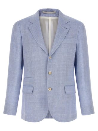 Brunello Cucinelli Blue Linen Mens Blazer