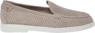 Baldinini Instapper van geperforeerd su&egrave;de beige - Dames - Loafers - Beige - 39 EU - Su&egrave;de - Schoenen