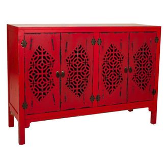 Wanderlust Deco Aparador de madera rojo 120x40x86,5h cm