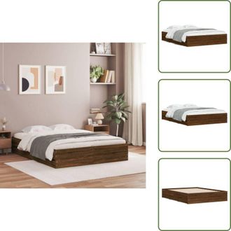 vidaXL Letto in legno - vidaXL Giroletto Cassetti Rovere Marrone 140x190 cm Legno Multistrato - Cassetti in compensato