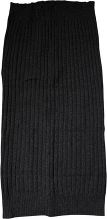 Dolce & Gabbana Mens Ribbed Merino Wool Scarf - Dark Grey Cashmere - One Size