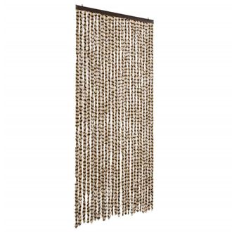 vidaXL Cortina Antimoscas Chenilla Beige Y Marr&oacute;n 100x230 Cm Vidaxl