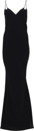 Tom Ford Black Solid V Neck Maxi Dress