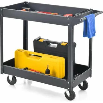 Costway Costway Carro Multiusos De 2 Pisos, Carro De Servicio De Doble Capa Con Manija, Estructura De Metal Resistente, Soporte M&aacute;ximo De 50 Kg Por Nivel, Car