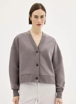Contemporaine Womens Fleece-lined boxy-fit cardigan