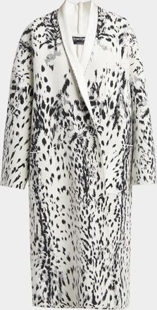 Tom Ford Lynx Jacquard Compact Velvet Viscose Oversized Sculptural Coat