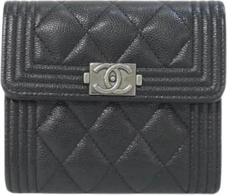 Chanel Pre-owned Wallets, female, Black, Size: ONE SIZE Pre-owned Tri-fold Wallet