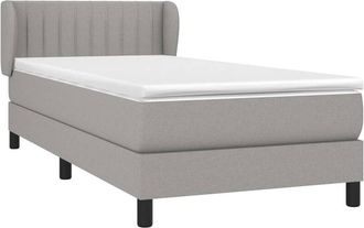 vidaXL Cama Box Spring Con Colch&oacute;n Tela Gris Claro 80x200 Cm Vidaxl