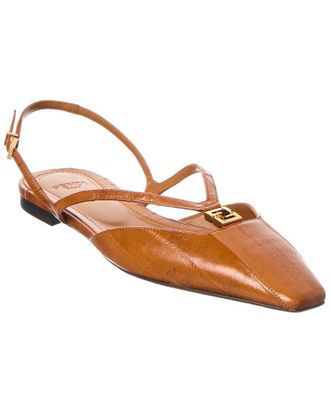 Fendi Fendi Ffold Leather Slingback Flat