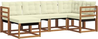 vidaXL Conjunto De Sof&aacute;s De Exterior 6 Uds. Natural Y Crema Vidaxl