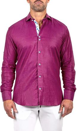 Maceoo Eins Marthy Contemporary Fit Button-Up Shirt in Dark Pink at Nordstrom, Size 3