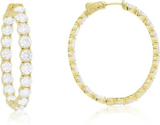 Diana M. Jewels 18kt yellow gold lab grown round diamond hoop earrings weighing 13.30 cts tw (oval shape)