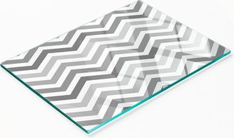 OEM Tablero De Cocina De Vidrio Templado Con Gr&aacute;ficos Decorativos En Zigzag Gris, 80x52 Cm