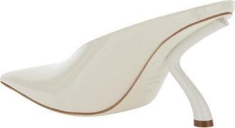 Ferragamo Womens Mules With Sculptural Heel White Leather Calf