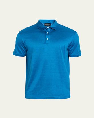 Giorgio Armani Mens Silk and Cotton Polo Shirt