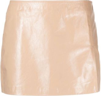 Manokhi side-slit mini leather skirt - women - Viscose/Polyester/Leather - 38 - Neutrals