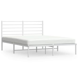 Berkfield Home Metal Bed Frame with Headboard White 135x190 cm Double