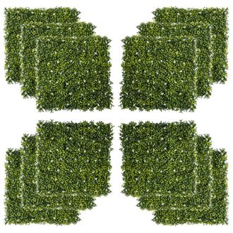 OUTSUNNY 12PCS 50cm x 50cm Artificial Boxwood Panel Milan Grass with Flowers | TJ Hughes