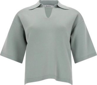 Max Mara T-shirt met V-hals - Dames - Polos - Groen - S - Tops