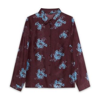 Fiorella Rubino Overhemden, Dames, Rood, 3Xl, Katoen, Gemengd Zijden Shirt met Print