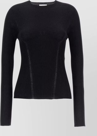 Lanvin ribbed crew neck fitted sweater with long sleeves