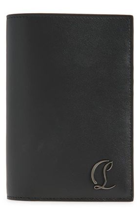 Christian Louboutin Mooncrest Passport Holder in B078-Black/Gun Metal at Nordstrom